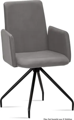Produktbild von Armlehnstuhl (8er-Set) Detana 52x92x60 Schwarz/Grau