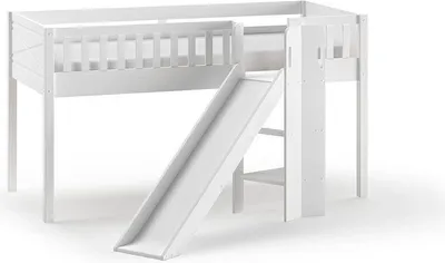 Produktbild von Kinderbett mit Rutsche Karyl 208x114x204 aus Massivholz in Weiß