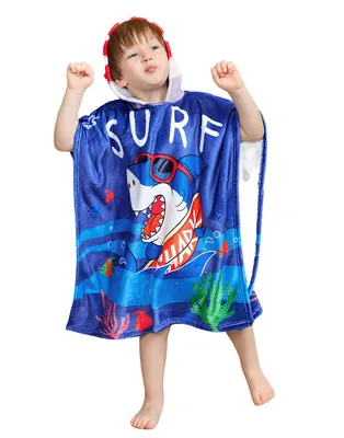 Produktbild von Kinder Poncho blau Größe 104 cm - Shark