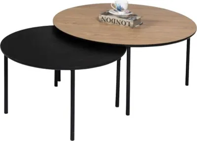 Immagine prodotto di Tavolino Gruppo tavolino Tavolino nero Set marrone legno 2 pezzi