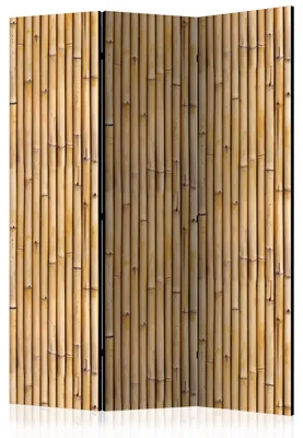 Immagine prodotto di Pannello divisorio pieghevole in bambù e legno, con decorazione murale su un lato, composto da 3 pannelli, dimensioni 135 cm x 172 cm