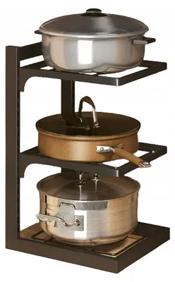Zdjęcie produktu dla Regał organizer na garnki kuchenny czarny 42x27x23cm trzypoziomowy