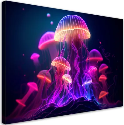 Produktbild von Leinwandbild Neon-Abstraktion 100x70 Feeby Bunt bild für die wand bereit zum aufhängen