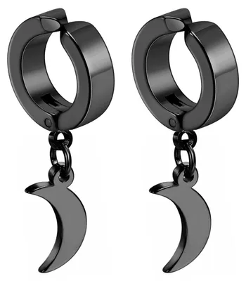 Imagen del producto de Pendientes tipo clip para el lóbulo, con dije en forma de luna, color , de acero inoxidable, sin agujero, para mujeres y hombres