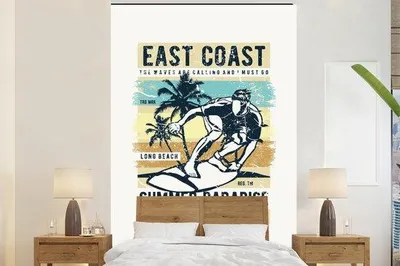 Produktbild von Surfboard-Behang Vintage Zee-Strand Deko 180 x 280 cm