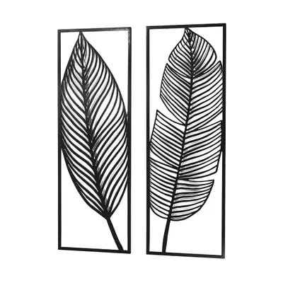 Produktbild von Kobolo Nástěnný obraz kovový - FEATHER - kovový - dvoudílný - černý - peří - XXL
