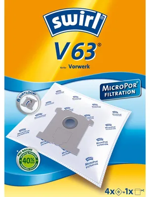 Zdjęcie produktu dla Swirl V 63 MicroPor, Worek na kurz, Cylinder próżniowy, Niebieski, Biały, Vorverk VT 250/251/252 Tiger, 4 szt.