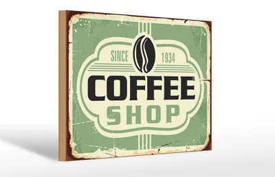 Produktbild von Holzschild Retro 30x20cm Kaffee Coffee Shop since 1934