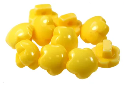 10 x Kinderknopf Blume Motivknopf 1-Loch, 11mm, goldgelb