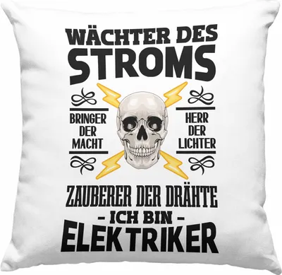 Produktbild von Trendation - Elektriker Deko-Kissen mit Füllung 40x40 Spruch für Männer Geschenk Lustig Gadget Geschenke Kaffeebecher  (Blau)