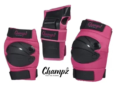 Immagine prodotto di Set di protezione per pattini Champz per bambini - equipaggiamento protettivo in rosa/nero - misura 35-38 EU