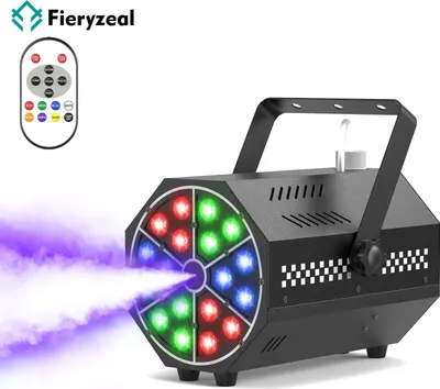 Immagine prodotto di Macchina della nebbia - Mini fogger da palcoscenico - 500 W - 18 LED RGB, 7 colori statici - Telecomando wireless - Serbatoio da 300 ml, circa 80 min - Spina UE, 90-240 V