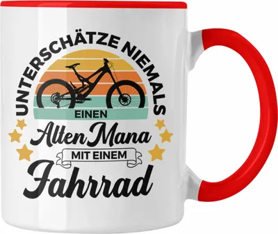 Produktbild von Trendation - Fahrradfahrer Geschenk Tasse Spruch Rennrad Mountainbike Geschenkidee Radfahrer Rentner Rente (Rot)