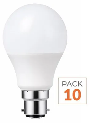 Produktbild von 10er-Pack – LED-Glühbirne B22 9 W 220 V A60 180° – Neutralweiß 4000 K – 5500 K