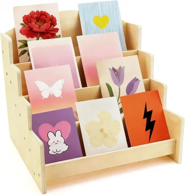 Productafbeelding van Houten displaystandaard met 4 etages voor ansichtkaarten - Displays - Opslag voor detailhandel - Knutselwerk