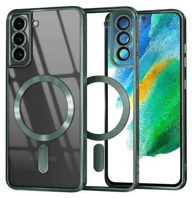 Produktbild von Techsuit Luxury Crystal Back Cover Hülle mit MagSafe für Samsung Galaxy S21 FE - Dunkelgrün