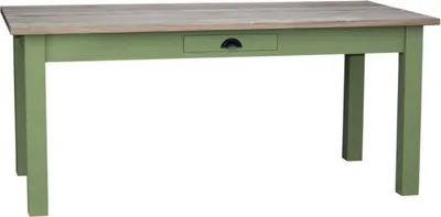 Produktbild von Casa Padrino Landhausstil Esstisch mit Schublade Grün / Naturfarben - Verschiedene Größen - Esszimmermöbel