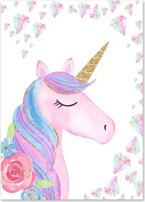 Produktbild von TPFLiving Kunstdruck LW-1019 (OHNE RAHMEN) Poster - Leinwand - Wandbild - Hochauflösender Giclée-Druck, langlebig und hochwertig - Einhorn mit Wolken und Regenbogen für Kinderzimmer -  - Größe: 20x25cm