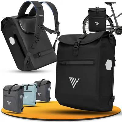 Imagen del producto de Bolsa para bicicleta 3 en 1, 20 litros, impermeable, con compartimento para portátil, ideal para bicicleta y viajes