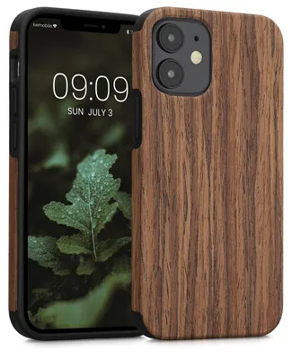 Produktbild von kwmobile Hülle kompatibel mit Apple iPhone 12 mini - Holz TPU Case Handy Schutzhülle - Backcover Cover Holz Maserung Braun