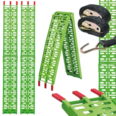 Produktbild von TRUTZHOLM 2x Auffahrrampe klappbar 228 cm Traglast 680 kg Alu grün gelocht Rampen Motorradrampen