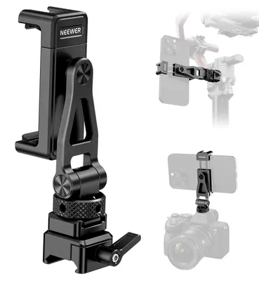 Zdjęcie produktu dla Uchwyt statywu do telefonu komórkowego NEEWER, metalowy, z mocowaniem zimnym i zaciskiem NATO, kompatybilny z gimbalami DJI RS5, RS4, RS3 Pro, RS2, RSC2, oraz z telefonami iPhone. Kompatybilny również z klatkami do aparatów. Model: GA010