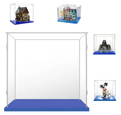 Produktbild von Elzusha – Acryl-Kubus-Vitrine, 30x30x30 cm, mit blauem Boden, staubdicht