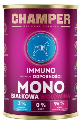 Produktbild von CHAMPER Immuno Monoprotein Beef - Nassfutter für Hunde - 400g