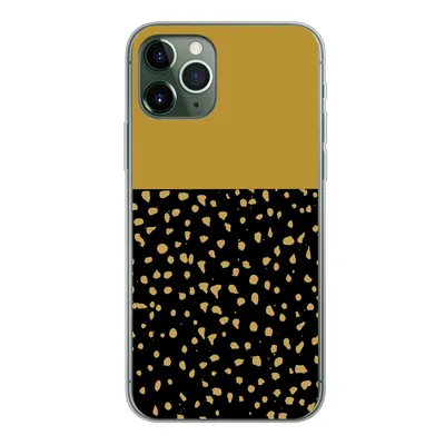 Produktbild von MuchoWow® Handyhülle Schutzhülle Hülle für iPhone 11 Pro Polka dots - Ockergelb - Schwarz Silikon Softcase Handy Hülle - Handy