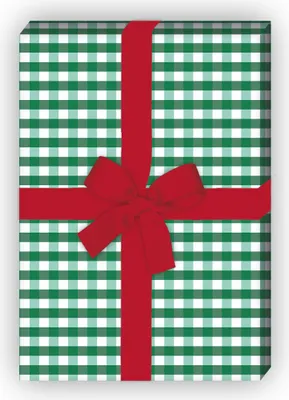 Produktbild von Karo Geschenkpapier mit Vichy Karo in grün - G6406, 32 x 48cm