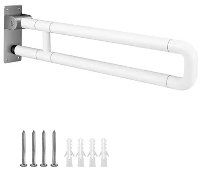 Obrázek produktu pro Toaletní madlo – sklopné madlo o délce 75 cm pro montáž na zeď – protiskluzové – nosnost 300–350 kg – bezpečnostní madlo do koupelny a na toaletu
