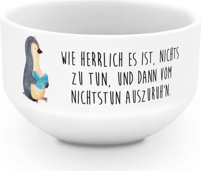 Produktbild von Mr. & Mrs. Panda Schüssel Pinguin Buch - Weiß - Geschenk, salatschälchen, reisschale, Urlaub, Ferien, dessertschale, Obstschale, Pinguine, Müslischale