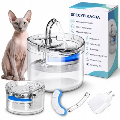 Produktbild von Katzenbrunnen 2 L - Automatischer Trinkbrunnen mit Filter für Katzen und Hunde - Leise