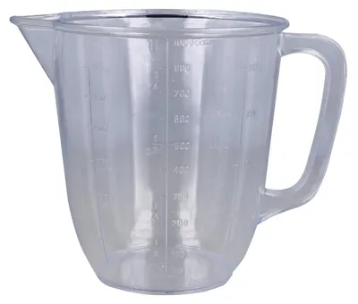 Produktbild von Messbecher EUROHOME glasklarer Messbehälter mit vers. Messskalen, Mehl, Liter, Haferflocken, Zucker u. Griess, Becher mit Ausgusslippe 1L