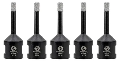 Obrázok produktu pre Diamantové vrtáky na dlaždice, 5 kusov, 6 mm, s vakuovým pájaním, závit M14, vhodné na porcelán, keramiku, mramor, granit, kameň, kvarts