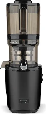 A black Kuvings slow juicer is shown against a white background.