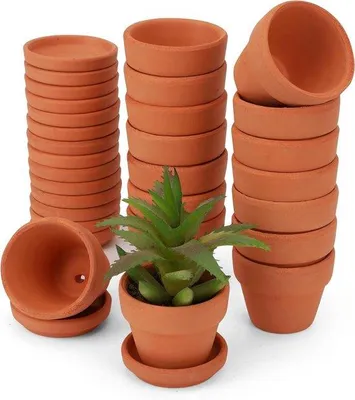 Immagine prodotto di Set di vasi da fiori in terracotta per interni - 16 pezzi - con vaschette