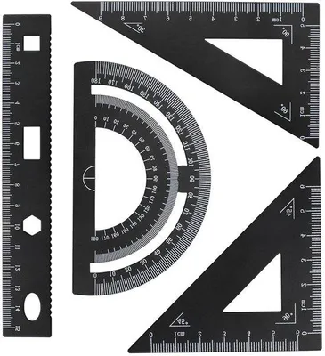 Immagine prodotto di Set di 4 righelli geometrici da 60° e 45°, in alluminio nero