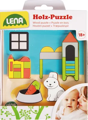 Produktbild von LENA® 32144 - Holz-Puzzle Kinderzimmer, 4 Teile 4006942837700