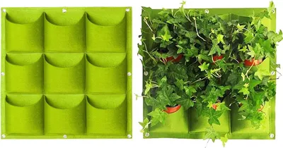 Produktbild von 9 Taschen Pflanzbeutel Wandbehang, vertikaler Garten Pflanzer Zuchtbeutel Pflanzbeutel groß für Höfe Balkone Gemüse Blumen (grün)