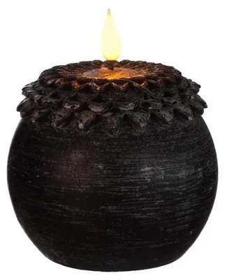Produktbild von Ideen 4 Jahreszeiten LED-Kerze Wachs Blume Perle schwarz ø9xh12cm
