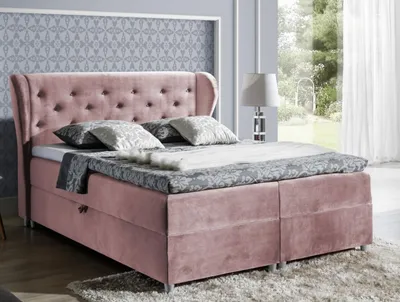 Produktbild von Boxspringbett 200x200 PADMA – Rosa + GRATIS Topper
