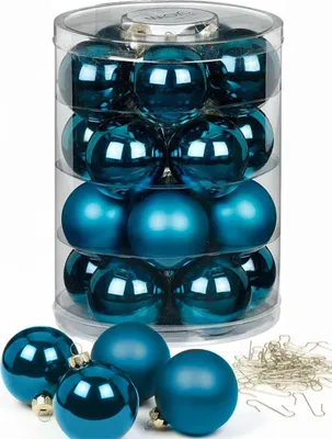 Produktbild von Weihnachtskugeln 20 Stk 6cm deep blue + 40 Haken gold