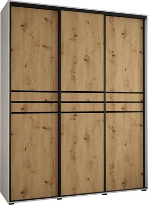 Produktbild von MEBLE KRYSPOL Davos 10 Schrank, drei Türen - 235,2x190x60 cm - Weiß Artisan Schwarz