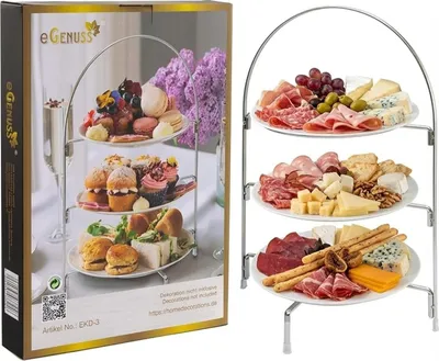 Produktbild von eGenuss Etagere 3 Etagen Serviergestell 3-stöckig platzsparend für 20–28 cm Teller