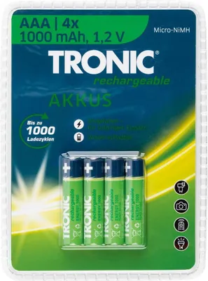 Obrázek produktu pro Nabíjecí Baterie AAA - TRONIC - 4 ks (blistr) 1000mAh - (K134487)