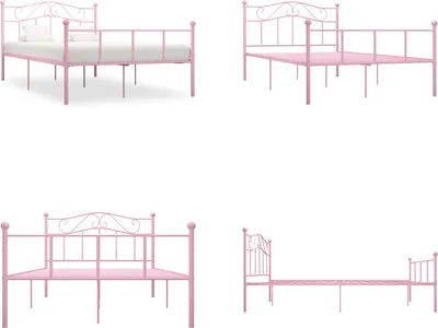 Produktbild von vidaXL Bettgestell Rosa Metall 140×200 cm - Bettgestell - Bettgestelle - Bettrahmen - Bettrahmen