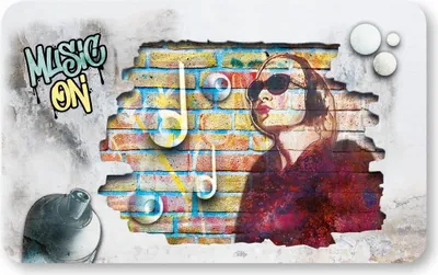 Produktbild von Frühstücksbrett Schneidebrett Brotbrett im modernen Street Art Look 14x23 cm (Music)