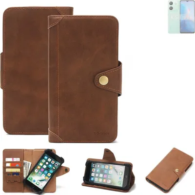 Produktbild von K-S-Trade Handyhülle kompatibel mit Infinix Smart 7 (6515) Schutz Hülle Walletcase Bookstyle Tasche Case Handytasche Wallet Flipcase Cover PolyurethanBraun