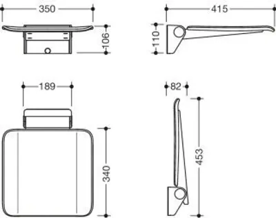 Produktbild von HEWI 900.51.40060 ER Klappsitz, 350x415, mobil, plvb,